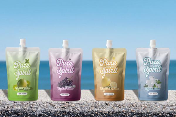 comoda confezione con beccuccio per bevande alcoliche pure